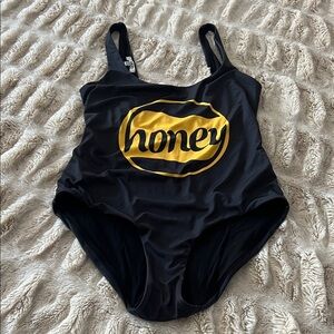 Ganni Black and Gold One Piece Swimsuit